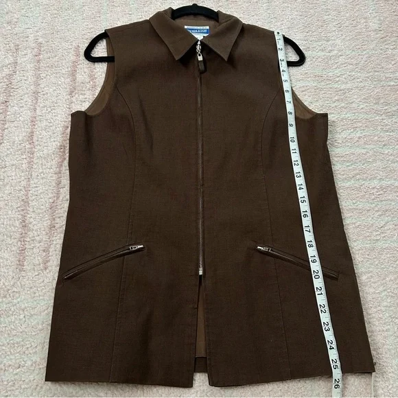Vintage Pendleton Brown Vest Minimalist Zip Front Size 4 Cotton Linen Blend - Picture 10 of 13